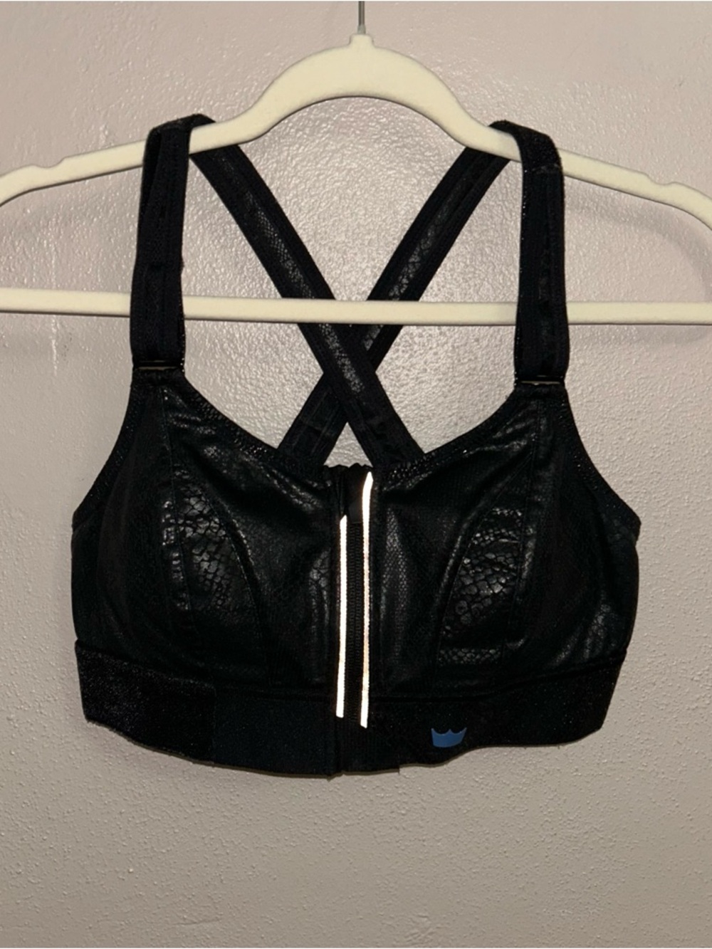 SHEFIT Black Front-Zip High-Impact Sports Bra